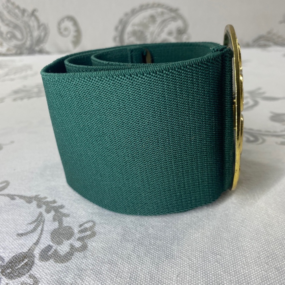 VTG Stretch Belt Green Ornate Gold Buckle Dynasty Fashion Chic Classy
Sm/Med - Picture 2 of 6